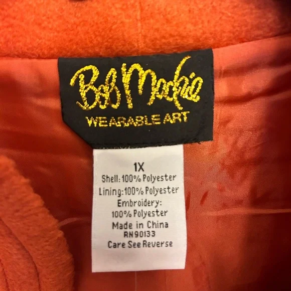 Bob Mackie Wearable Art Coat buttons NWT  1X burnt soft dead stock - Picture 7 of 11